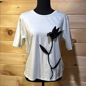 Love & Lace White Floral Appliqué Women's Top Shirt Size M